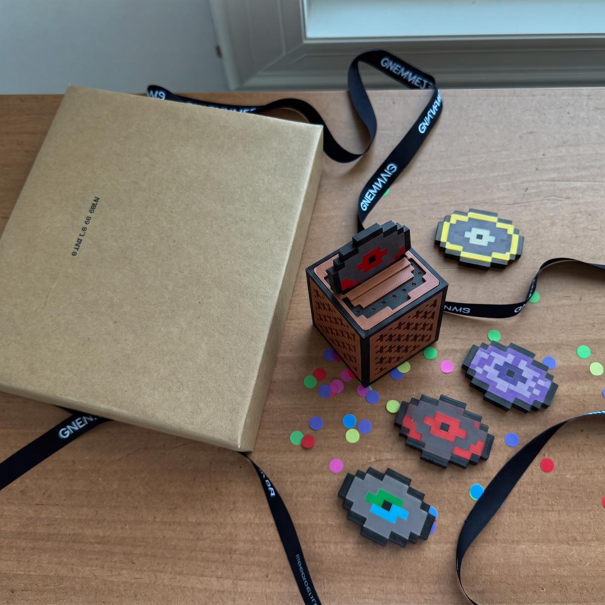 MelodyMite Mini Jukebox gift flat lay with loose music discs